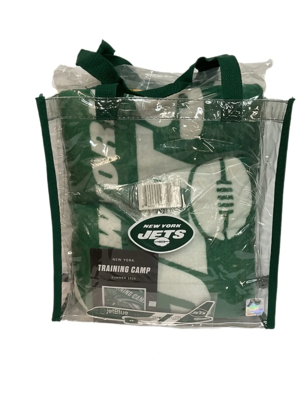 NFL New York Jets Clear Tote with Green Logo Throw